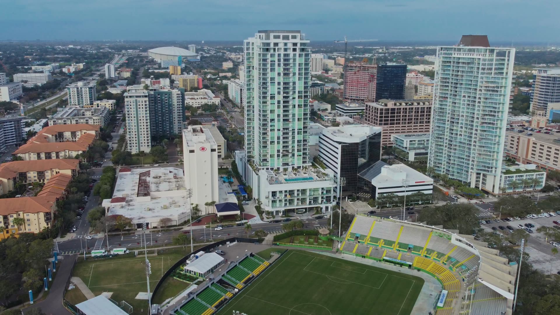 Aerial view of downtown St. Petersburg, Florida residential towers