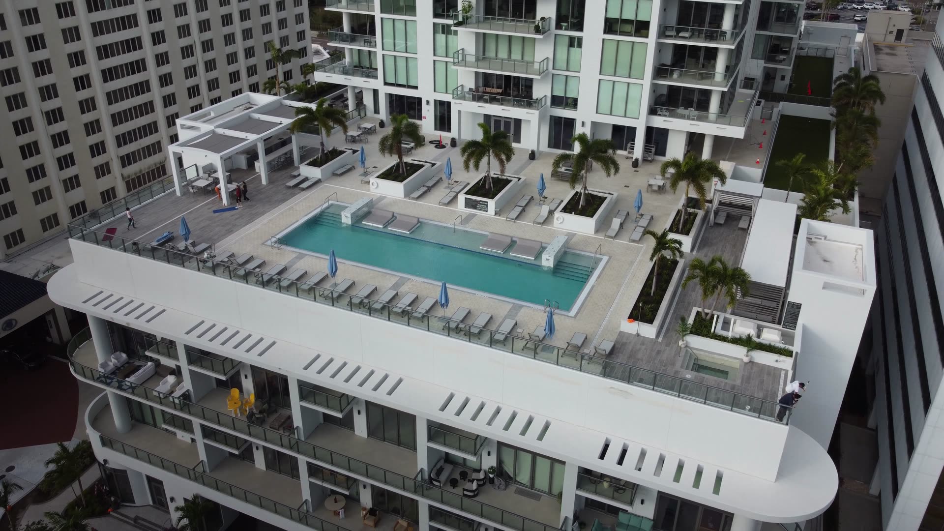Rooftop pool of a luxury condominium tower in downtown St. Petersburg, Florida