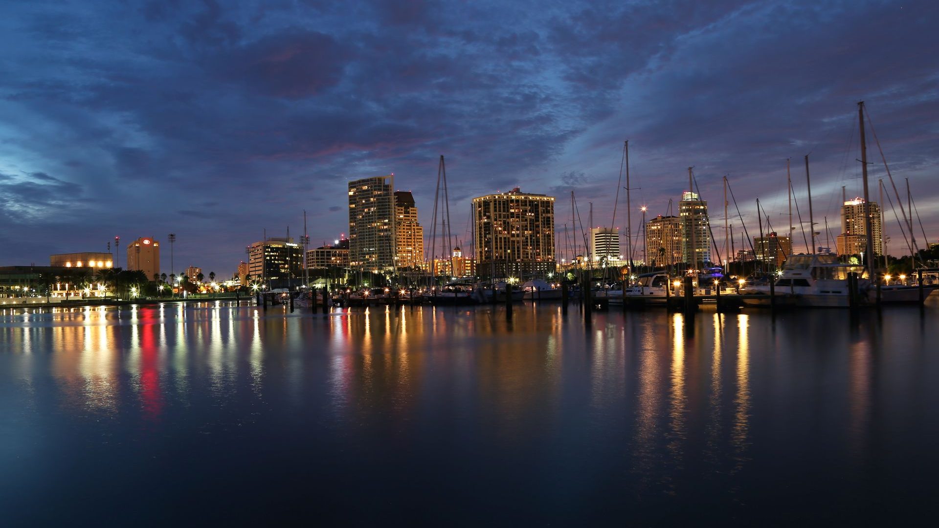 St. Petersburg, Florida marina and downtown skyline at dusk