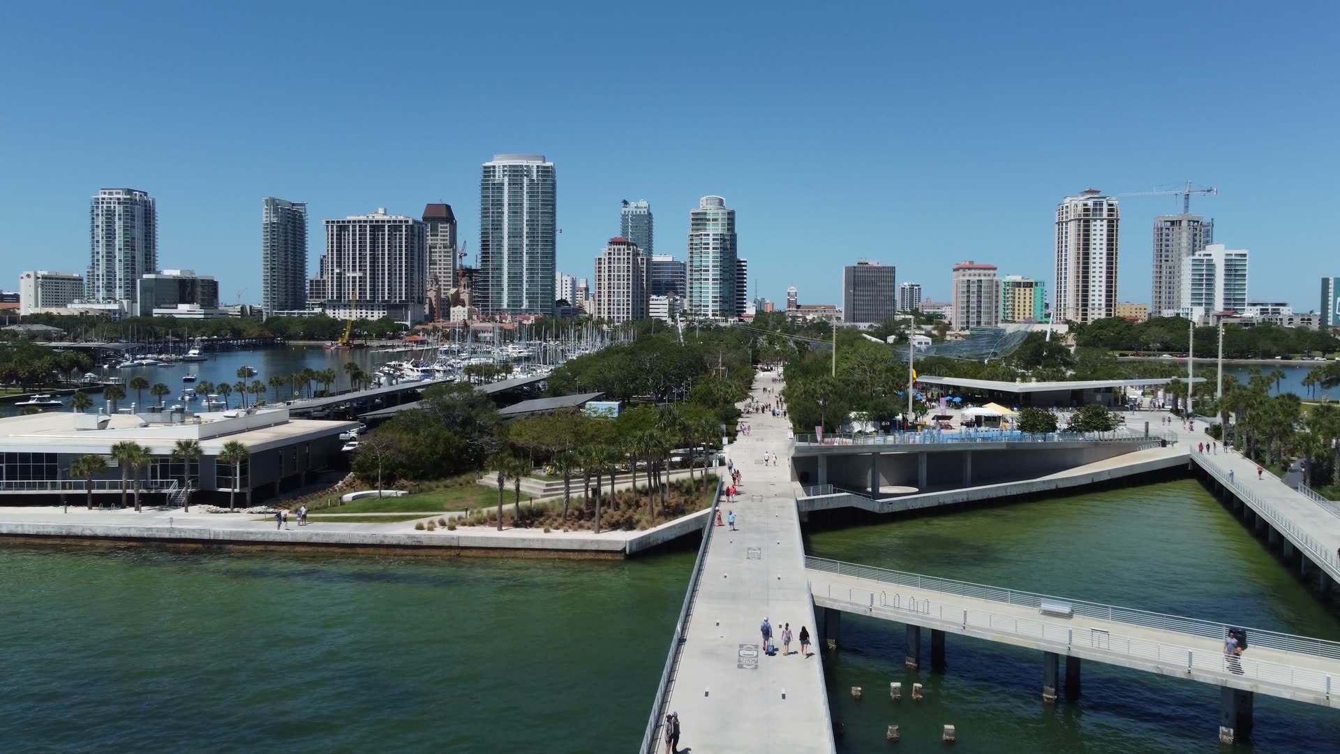 St. Petersburg, Florida skyline and the St. Pete Pier from above